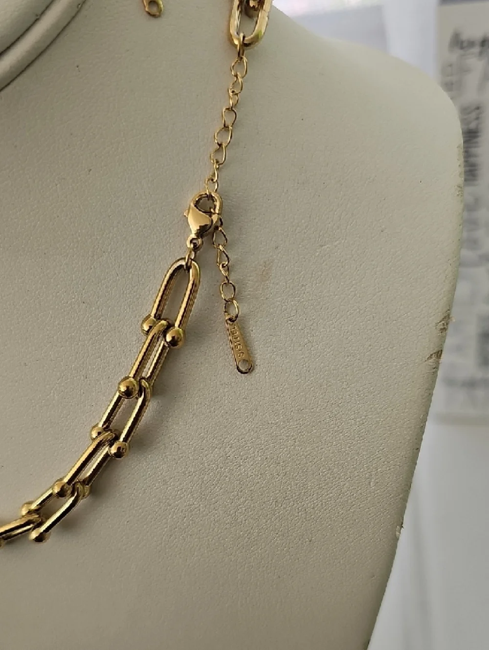 Gold Chain Link Necklace and Bracelet Set - Stainless Steel - Picture 2 of 4